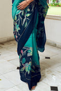 Turquoise Blue Digital Print Saree