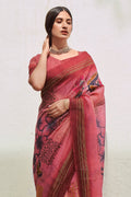 Light Pink Digital Print Saree