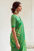 Parakeet Green Digital Print Saree