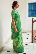 Parakeet Green Digital Print Saree