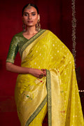 Lemon Yellow Khadi Silk Saree