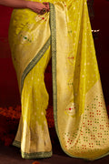 Lemon Yellow Khadi Silk Saree