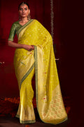 Lemon Yellow Khadi Silk Saree