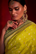 Lemon Yellow Khadi Silk Saree