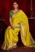 Lemon Yellow Khadi Silk Saree