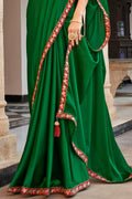 Emerald Green Satin Saree