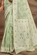 Mint Green Cotton Saree