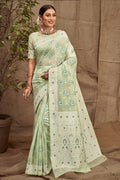 Mint Green Cotton Saree