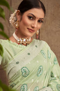 Mint Green Cotton Saree