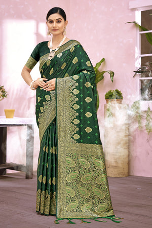 Pine Green Banarasi Saree