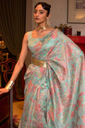 Powder Blue Pashmina Saree