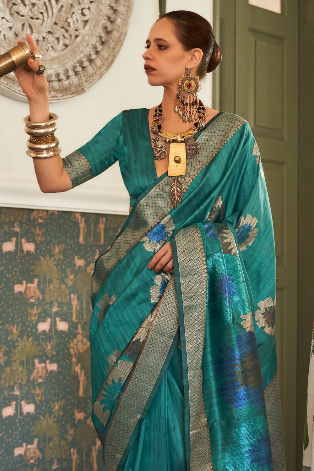 Blue Ready To Wear Kanjivaram Silk Saree – StylebyPanaaash