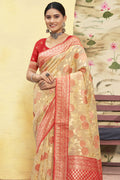 Red And Beige Cotton Saree