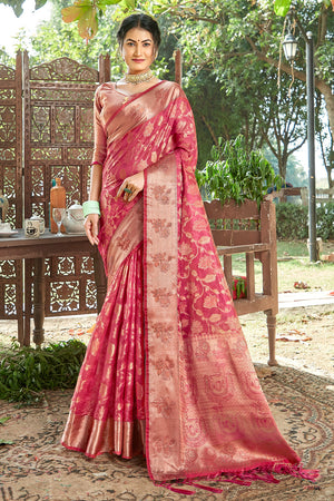 Thulian Pink Organza Saree