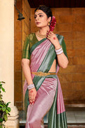 Pink And Green Kanjivaram Saree