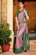 Pink And Green Kanjivaram Saree