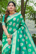 Teal Green Organza Saree