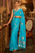 Sky Blue Satin Saree