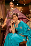 Sky Blue Satin Saree