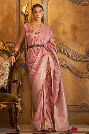 Rose Pink Satin Saree