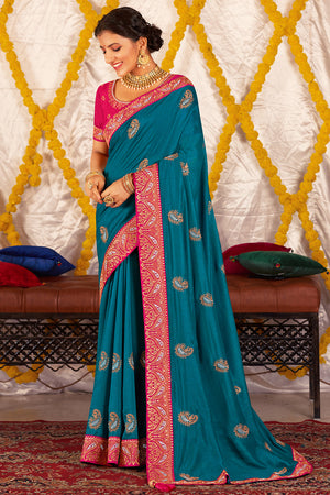 Cobalt Blue South Silk Saree