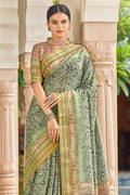 Olive Green Digital Print Saree