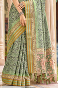 Olive Green Digital Print Saree