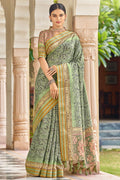 Olive Green Digital Print Saree