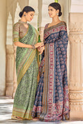 Olive Green Digital Print Saree