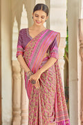 Salmon Pink Digital Print Saree