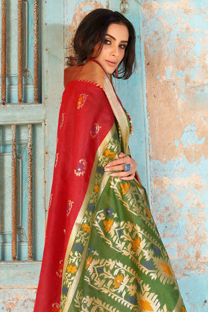 Imperial Red Printed Banarasi Saree