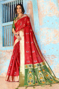 Imperial Red Printed Banarasi Saree