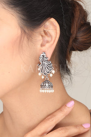 Idol Embossed golden Jumkhi Earrings – Karagiri Global