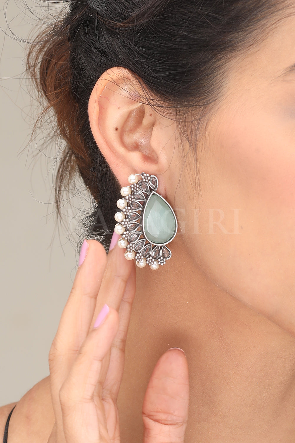 Silver Plated Hoop Chandelier Jhumki Earrings with Tiny White Pearls Z -  Duel On Jewel