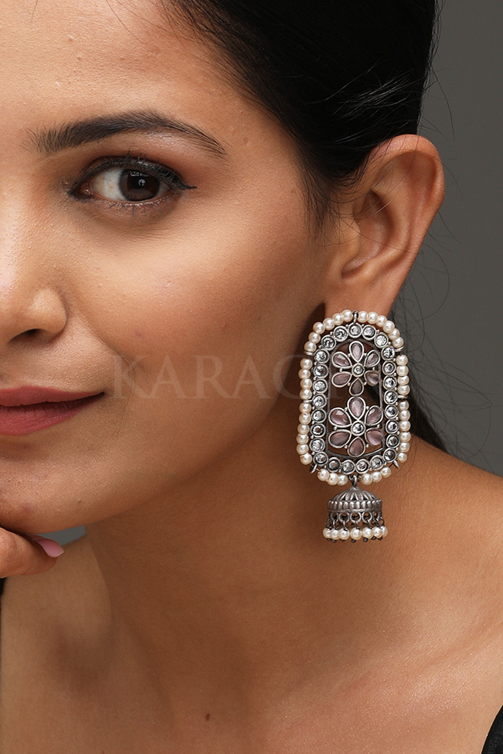 Buy Karatcart Antique Floral Design Grey Jhumki Earrings Online At Best  Price  Tata CLiQ