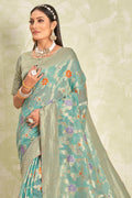 Powder Blue Cotton Saree