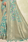 Powder Blue Cotton Saree