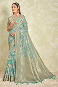 Powder Blue Cotton Saree