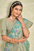 Powder Blue Cotton Saree