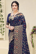 Navy Blue Cotton saree