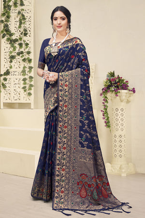 Navy Blue Cotton saree