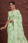 Pastel Green Cotton Saree