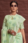 Pastel Green Cotton Saree