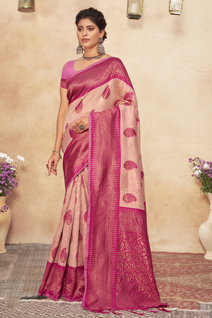 Salmon Pink Cotton saree