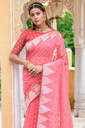 Pastel Pink Organza Saree