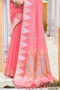 Pastel Pink Organza Saree