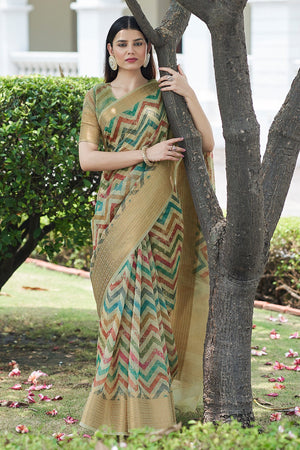 Multicolor Linen Saree