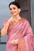 Brink Pink Organza saree