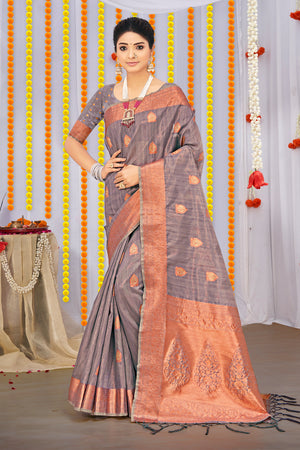 Dove Grey Organza Saree