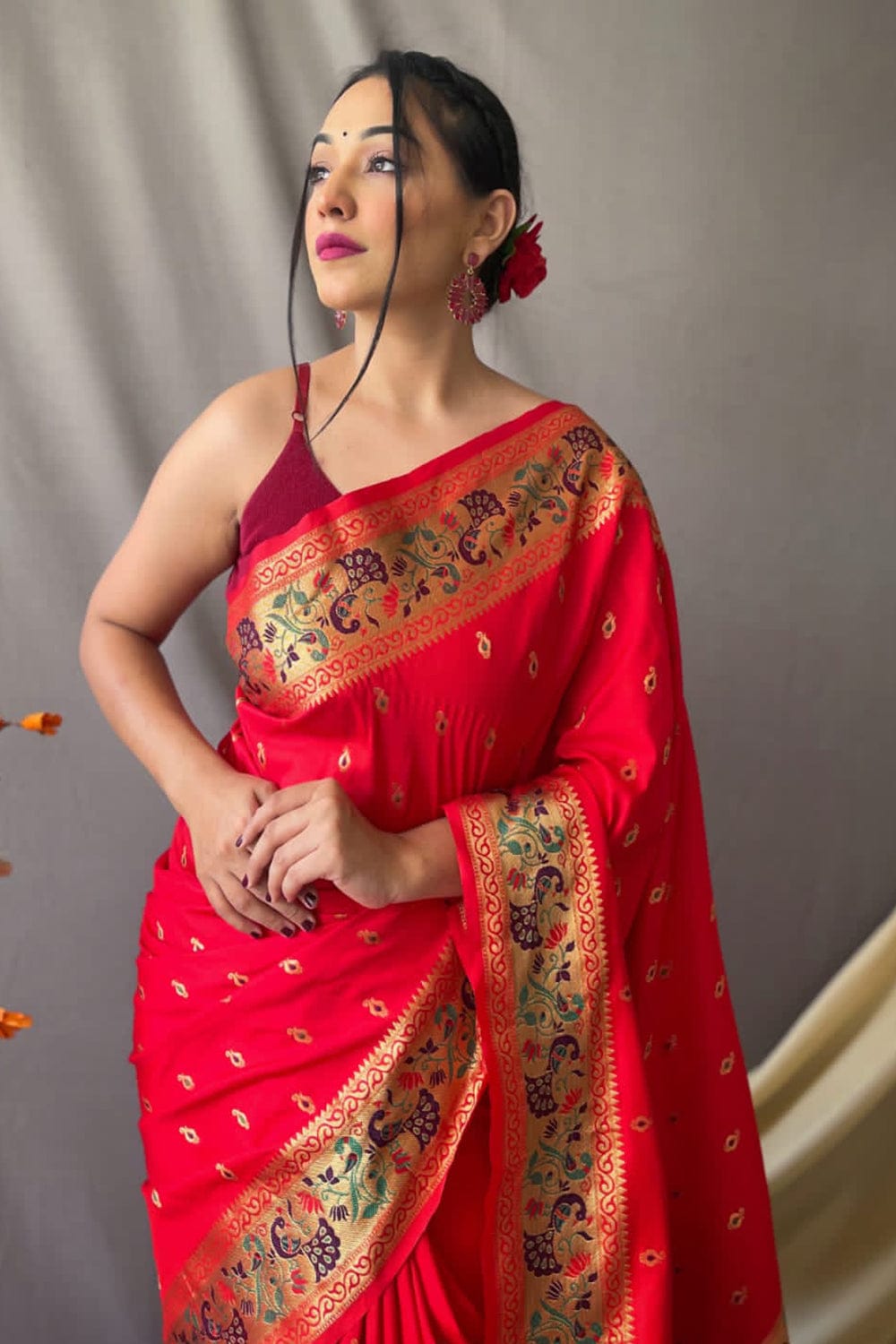 Pure Paithani Silk Maroon Saree – Sunasa